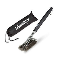 Relaxdays Brosse pour barbecue en inox brosse grill nettoyage en acier BBQ 45 cm, noir