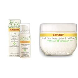 Burt's Bees 98.9% Natural Daily Face Moisturising Cream Sensitive Skin Formula, 51 g & Sensitive Night Face Cream, 50g