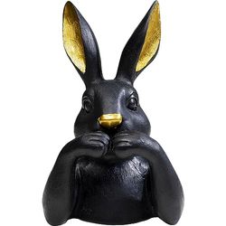 Kare Figura Decorativa de diseño Sweet Rabbit, Negro, Conejo, poliresina, Pintada a Mano, única, parcialmente Hecha a Mano, 23 x 14 x 13 cm (Alto x Ancho x Profundidad)