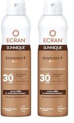 Ecran Sunnique Bronze- Bruma Leche Protectora FPS 30, Protección UVB + UVA e IR-A, Con Tecnología Pure Bronze y VitEox 80, Activa el Bronceado Natural, Sin Autobronceador - 250 ml (Paquete de 2)