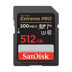 SanDisk Extreme PRO Carte SDXC 512 Go (Carte SD V30, Vitesse de Transfert jusqu'à 200 Mo/s, UHS-I, 4K UHD Videos, RescuePRO Deluxe, Technologie SanDisk QuickFlow Class 10, U3)