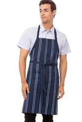 Chef Works AB024-NBU-0 Presidio Stripe Bib Apron, Blue