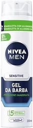 NIVEA MEN Sensitive Gel da Barba 3 x 200 ml, Gel viso per rasatura con Estratto di Camomilla e Vitamina E, Gel idratante per il viso che ammorbidisce e protegge la barba