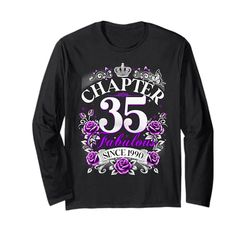Womens Chapter 35 Fabulous Since 1990 35th Birthday Design Maglia a Manica