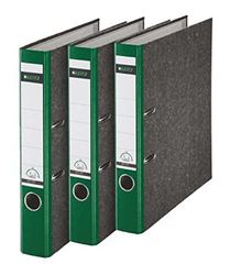 Leitz 310315055 - Raccoglitori di qualità 180A, con fessure, A4 stretti, 3 pezzi, colore: Verde
