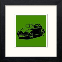 Lumartos, Vintage Poster VW 1955 Green Contemporary Home Decor Wall Art Print, Black Wood Frame, 12 x 12 Inches