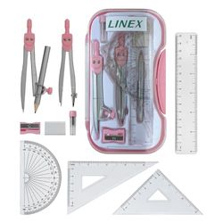 Linex - Set di geometrie matematiche, 10 pezzi, colore: Rosa