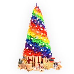 MikaMax Sapin de Noël Arc-en-Ciel coloré pour décoration de Noël avec Support 150 cm