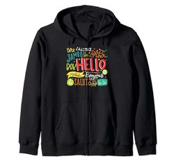 Hello Word in Different Teacher language Sudadera con Capucha