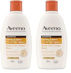 Aveeno Clarify and Shine Apple Cider Vinegar Scalp Soothing Shampoo for all Hair Types 300ml (Pack of 2)