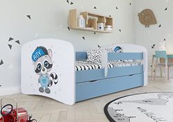 Lit babydreams 2 Bleu Raton Laveur tiroir et Matelas Inclus 160/80