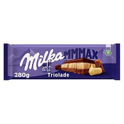 Milka MMMAX Triolade Tableta Grande de 3 Chocolates: Blanco, Chocolate con Leche de los Alpes y Chocolate con Extra de Cacao 280g