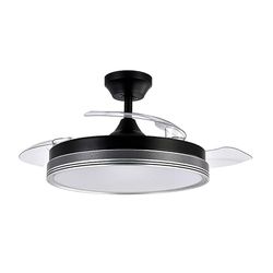 Eden pulse Ventilateur noir et gris de plafond, 3 pales dépliables, LED intégrée 72 W, 36,5/49 x 49/107 cm