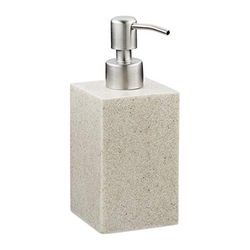 Relaxdays Dispenser di Sapone, 300ml, Portasapone Ricaricabile Manuale, Accessorio Bagno & Cucina, Rettangolare, Sabbia, Poliresina, 17.5 x 7 x 8 cm