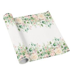 Paw - Chemin de Table en airlaid (40 cm x 5 m) I Décoration de Table Communion Confirmation Mariage Anniversaire Party baptême I Nappe de Chemin de Table - Feuilles Fleurs I Couleur: Floral Moments
