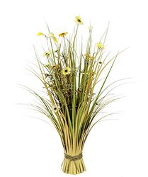 Kunstgras met bloemen, grasbundel, grasbundel, bloemengrasband, decoratieve tailleband, staand gras, kunstgras, planten, siergras, grasbos, grassen, riet, kunstplanten, bloemen