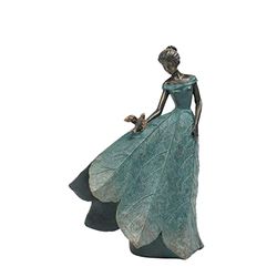 Guichifun Collezione di statue di fate, decorazione per la casa, con foglie e angelo, in resina, regalo per donne, statue per giardino, per interni o esterni, 14 x 8 x 20 cm
