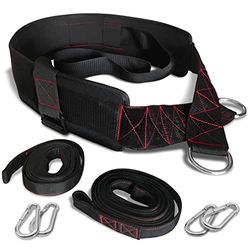 THEFITGUY Cintura per trazione, allenamento della forza, chiusura regolabile, 2 cinghie e 4 ganci inclusi