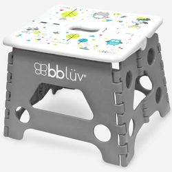 Bblüv - Barnfotsteg - vikbar babystege - kompakt och lätt att rengöra pall/steg för småbarn - badrum och kök - renhetsinlärning - grå