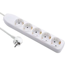 Electraline 59605 Extensão de 5 tomas, cabo 3G1 3 m, branco, 3 m