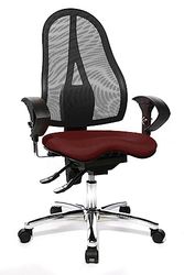 Topstar ST19UG27 Sitness 15, ergonomiczne krzesło biurowe, krzesło biurowe, w zestawie podłokietniki o regulowanej wysokości, materiał obiciowy bordowy/czerwony