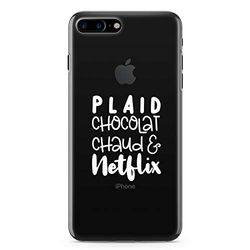 Zokko Beschermhoesje voor iPhone 7 Plus Plaid, warme chocolade, Netflix – maat iPhone 7 Plus – zacht, transparant, inkt wit