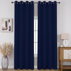 CUCRAF - Cortinas Totalmente Opacas para Ventana, con Aislamiento térmico, oscurecimiento de habitación, para Dormitorio o Sala de Estar, Juego de 2 Paneles, 132 x 213,3 cm, Azul Marino