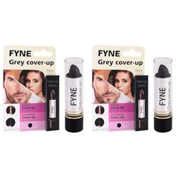 FYNE Root Touch Up Cover Stick - Instant Natural Black Grey Hair Cover Up - Magic Retouch Temporary Hair Colour for Men & Women (Pack of 2)