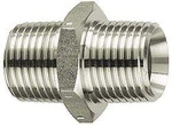 Doble rosca, R 3/4 A, R 1 1/2 A, SW 50, acero inoxidable 1.4571, presión de trabajo máx. 60 bares, temperatura de funcionamiento Máx. 150 °C.