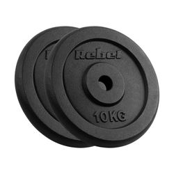 Rebel halterset gietijzer 2 x 10 kg boring 31 mm plaat klassiek RBA-2129