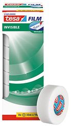 tesa Invisible Matte Invisible Adhesive Tape, ageing-Resistant and Tear-Resistant, 33 m x 19 mm, Pack of 8, Transparent, 33 m: 19 mm