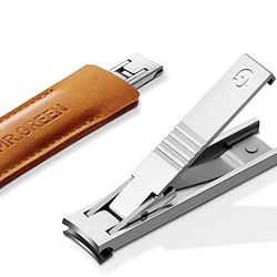 MR.GREEN Coupe-ongles ultra fin avec technologie de fabrication de précision allemande avec revêtement en cuir de vachette, texture supérieure (marron clair)