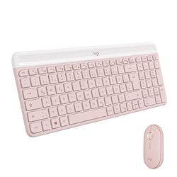 Logitech MK470 Slim Kit Tastiera e Mouse Wireless, Compatto, Silenzioso, Ricevitore USB a 2.4 GHz, Connettività Plug n' Play, Layout Tedesco QWERTZ, Rosa