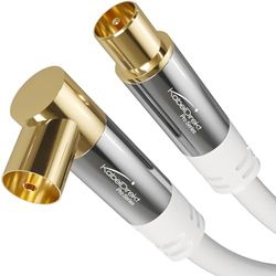 KabelDirekt – 4K Antennekabel, Coaxkabel – 90° gebogen/recht – 1,5m – TV-kabel digitaal/analoog – Verkrijgbaar in 0,5-20m (Gebogen bus/rechte stekker, voor DVB-C/DVB-T/DVB-S, wit)