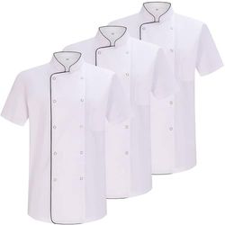 MISEMIYA - Pack 3 enheter - Kockjacka Herr - Kockjacka Herr - Hosteleria Uniform - 3-6421B, Vit 21, S