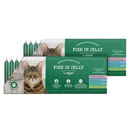 by Amazon Alimento completo para gatos adultos - Selección de pescado en gelatina, 4,8 kg (48 paquete de 100g)