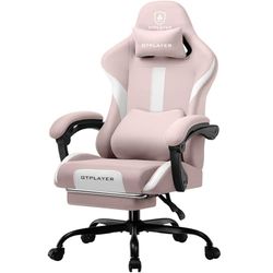 GTPLAYER Chaise de Gaming Ergonomique avec Appui-tête et Coussin Lombaire Cloud, rembourrée, avec Repose-Pieds, Fauteuil pivotant, capacité de 150 kg, Rose