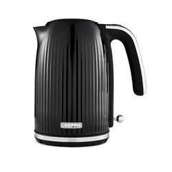 GEEPAS 1.7L Electric Kettle 3000W 360° Rotational Base Cordless Jug Kettle with Rapid Boil Auto Shut Off & Boil Dry Protection, Removable & Washable Filter for Hot Water Coffee Tea | Black | Fluted