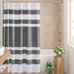 Madison Park Spa Waffle Douchegordijn Pieced Fabric met 3M Scotchgard Moisture Management, premium spa-kwaliteit moderne douchegordijnen voor badkamer, standaard 72x72, houtskool