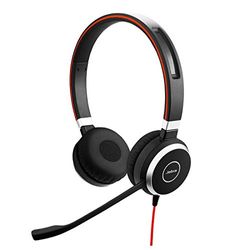 Jabra Evolve 40 UC - Auriculares Estéreo de Comunicaciones Unificadas para VoIP Softphone - Cancelación Pasiva de Ruido - Cable USB-A con Unidad de Control - Negro