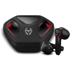 KROM KALL In-Ear Gaming Stereo Headset, Built-in Microphone, Bluetooth 5.3 Zero Latency, Push-to-Talk, Ergonomic Design, 12 Hours Battery Life, Charging Case, USB Type-C Cable Included, Black