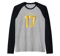 Palloncino compleanno 17 anni, ragazza, ragazzo, adolescente Maglia con Maniche Raglan