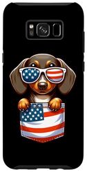 Custodia per Galaxy S8+ Bassotto 4 luglio Doxie Weenie USA bandiera in Pocket America