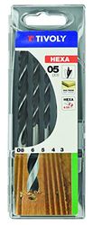TIVOLY 10803770001 - Estojo C5 HEXA broca madeira 3 pontas HEXA Ø 3-4-5-6-8 mm