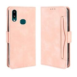 Carcasa de telefono Funda de Cuero for Galaxy A10s Wallet Style Skin Feel Becerro con Ranura for Tarjeta separada (Negro) (Color : Pink)