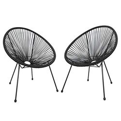 Ambientehome Set van 2 loungestoelen Acapulco zwart fauteuil