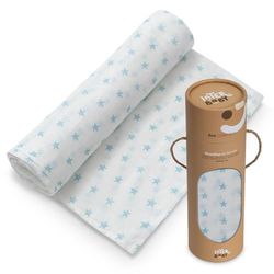 Interbaby Muślin Bambu Baby 120x120cm | Gazy dla noworodków, karmienie piersią, ręcznik, koc | Muślin dla niemowląt Wygodny, miękki, oddychający, wzór gwiazd