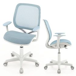 FANTASK Chaise de Bureau pivotante à 360 ° - Hauteur d'assise réglable de 43 à 55 cm - Ergonomique - avec roulettes - pour Enfants à partir de 4 Ans - Bleu
