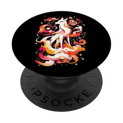 Zorro Blanco Rodeado de Llama PopSockets PopGrip Adhesivo