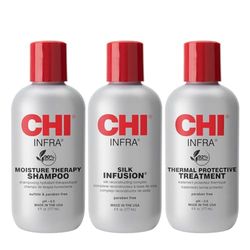 CHI Trio Kit 3 Piece Gift Set: Infra Shampoo 177ml - Infra Treatment 177ml - Silk Infusion 177ml